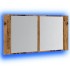 Armario con espejo LED madera ingeniería envejecida 90x12x45