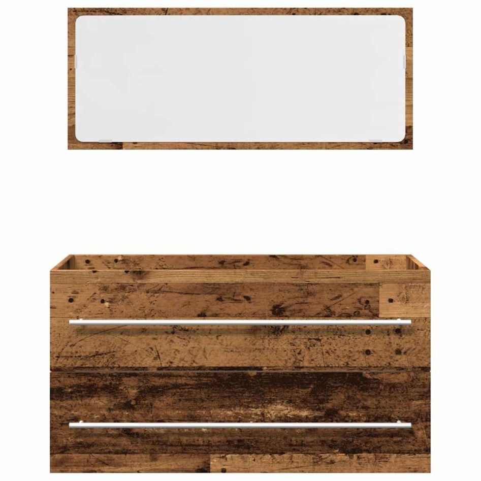 Juego de muebles de baño 2 piezas madera ingeniería