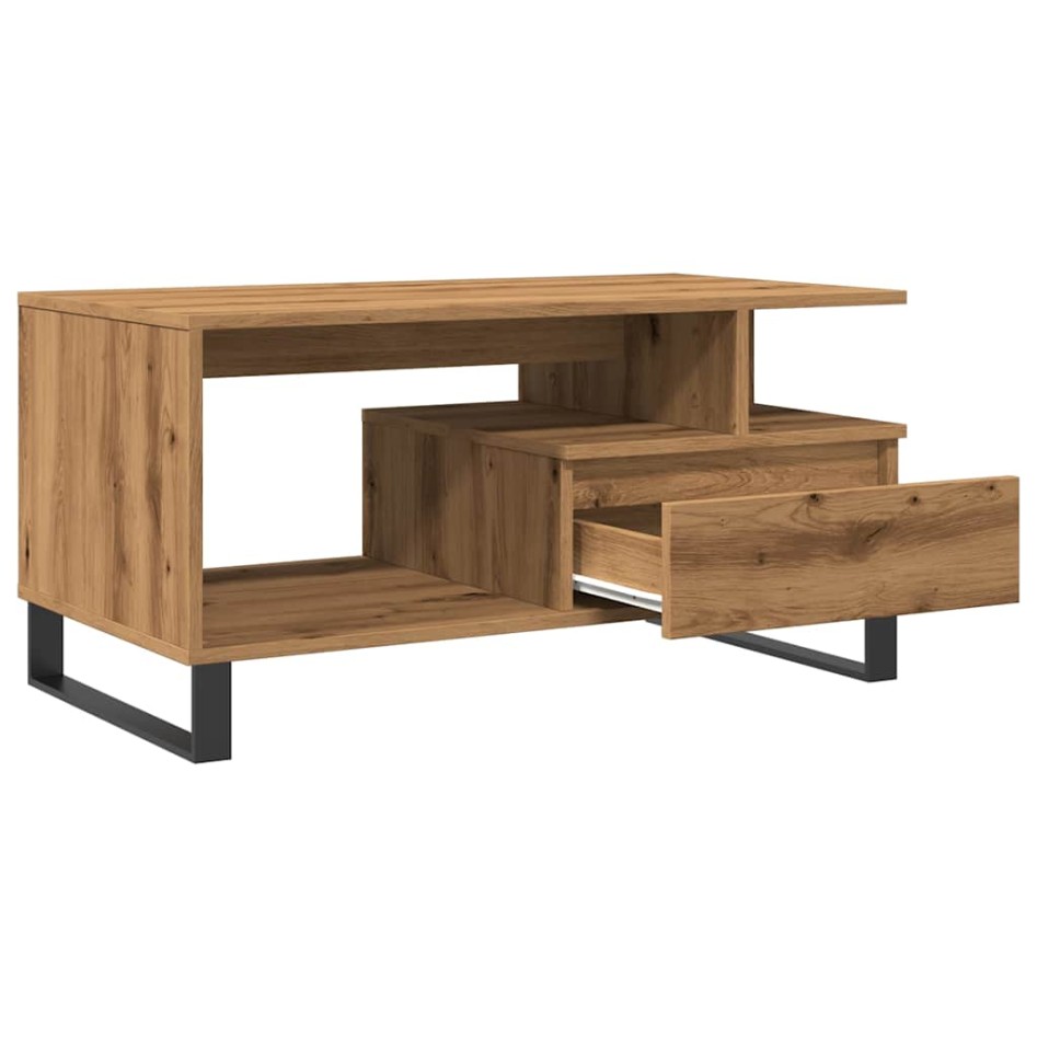 Mesa de centro madera de ingeniería roble artisan 90x49x45