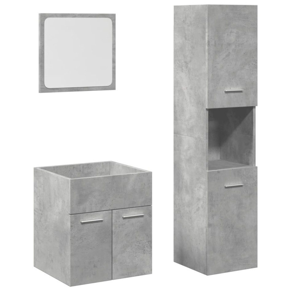 Set muebles de baño 2 piezas madera contrachapada gris
