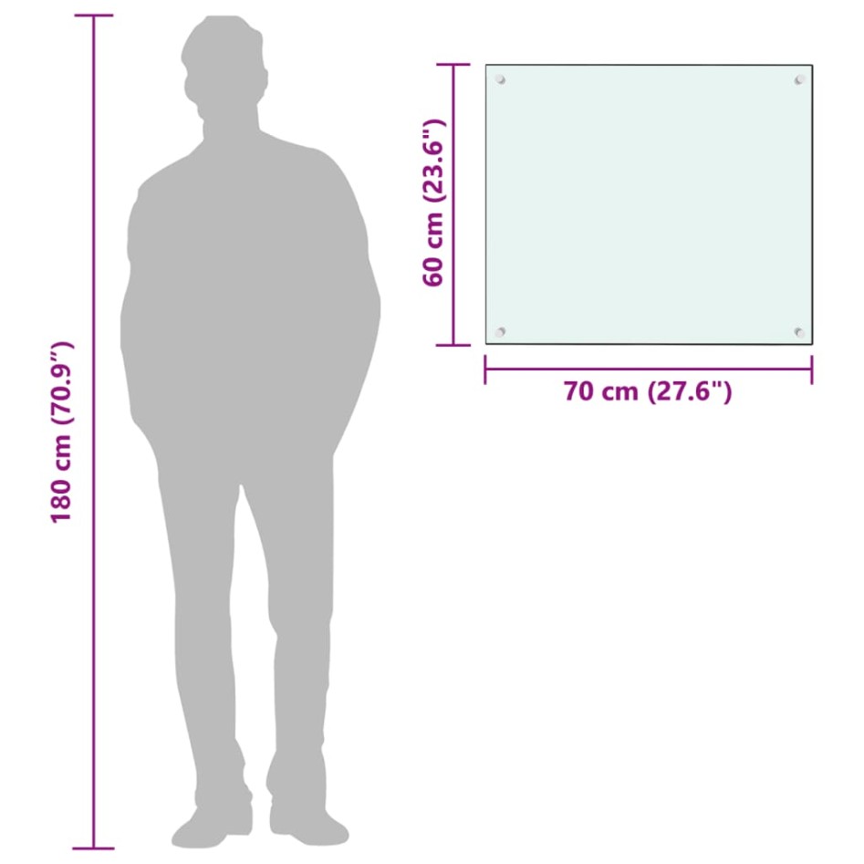 Protección salpicaduras cocina vidrio templado blanco 70x60