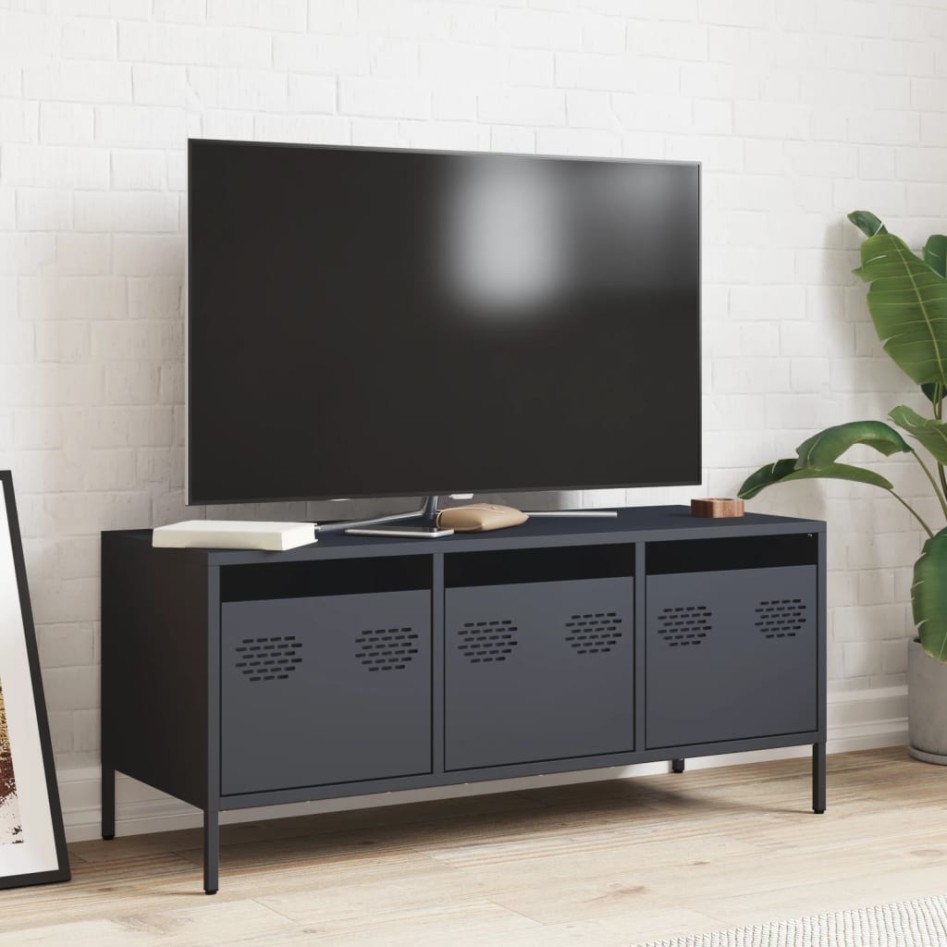 Mueble de TV acero laminado en frío antracita 101,5x39x43,5