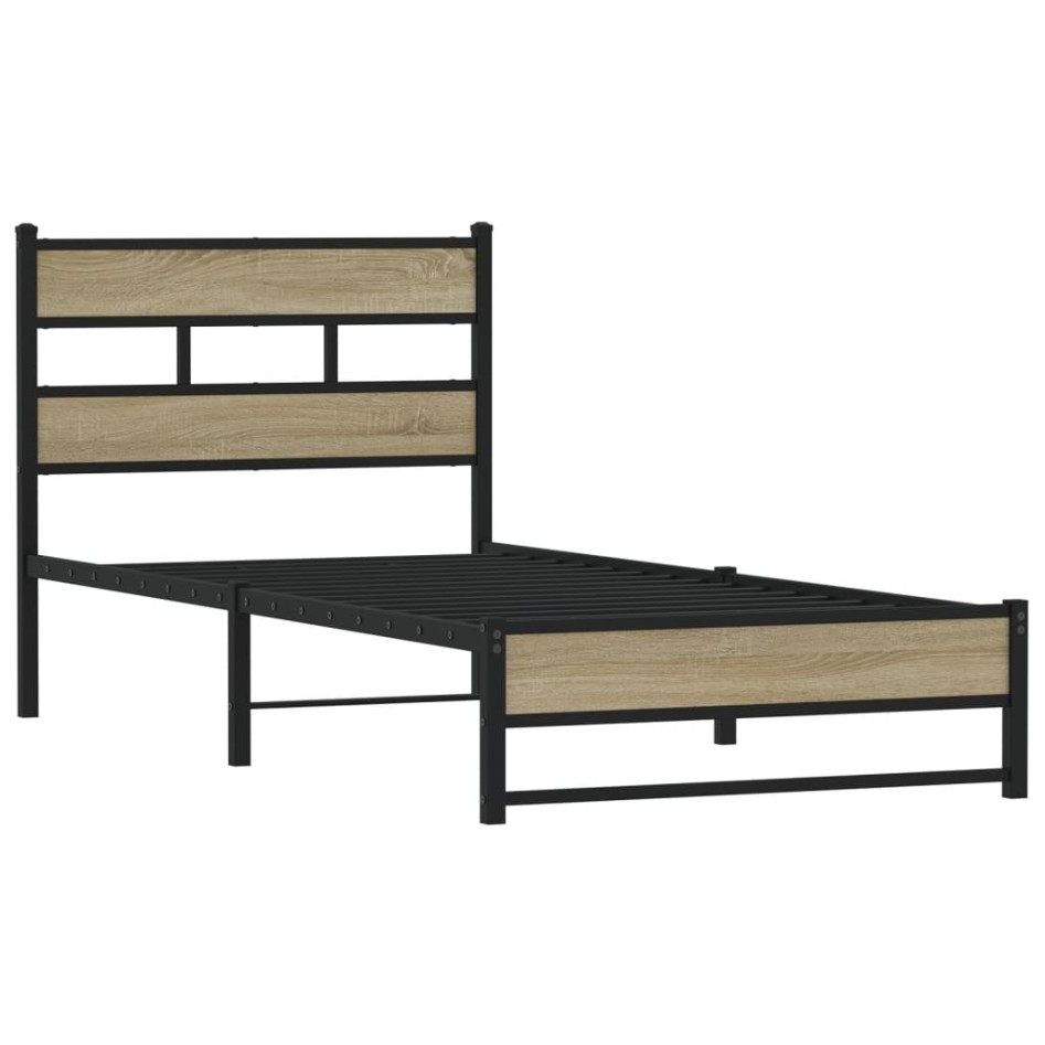 Estructura de cama sin colchón metal roble Sonoma 100x200