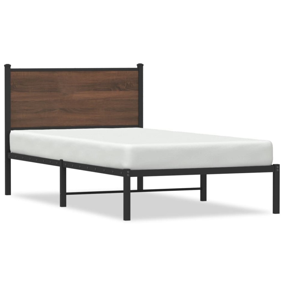 Estructura de cama sin colchón metal marrón roble 100x200