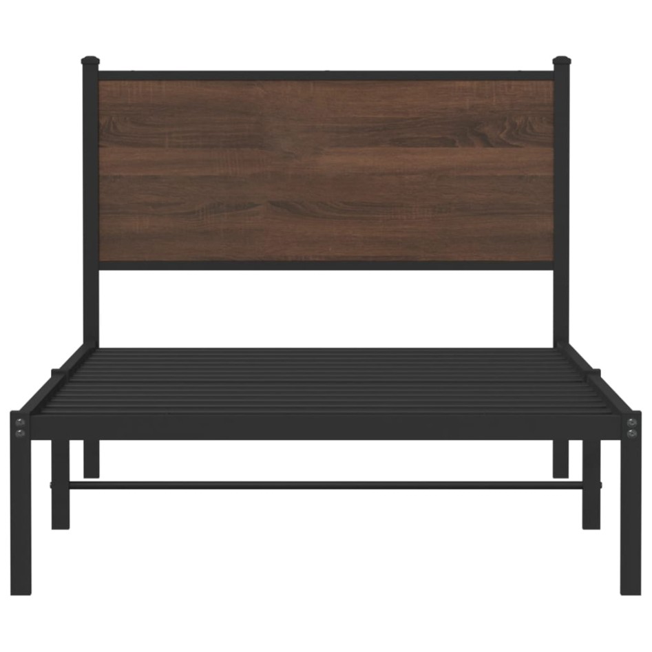 Estructura de cama sin colchón metal marrón roble 100x200