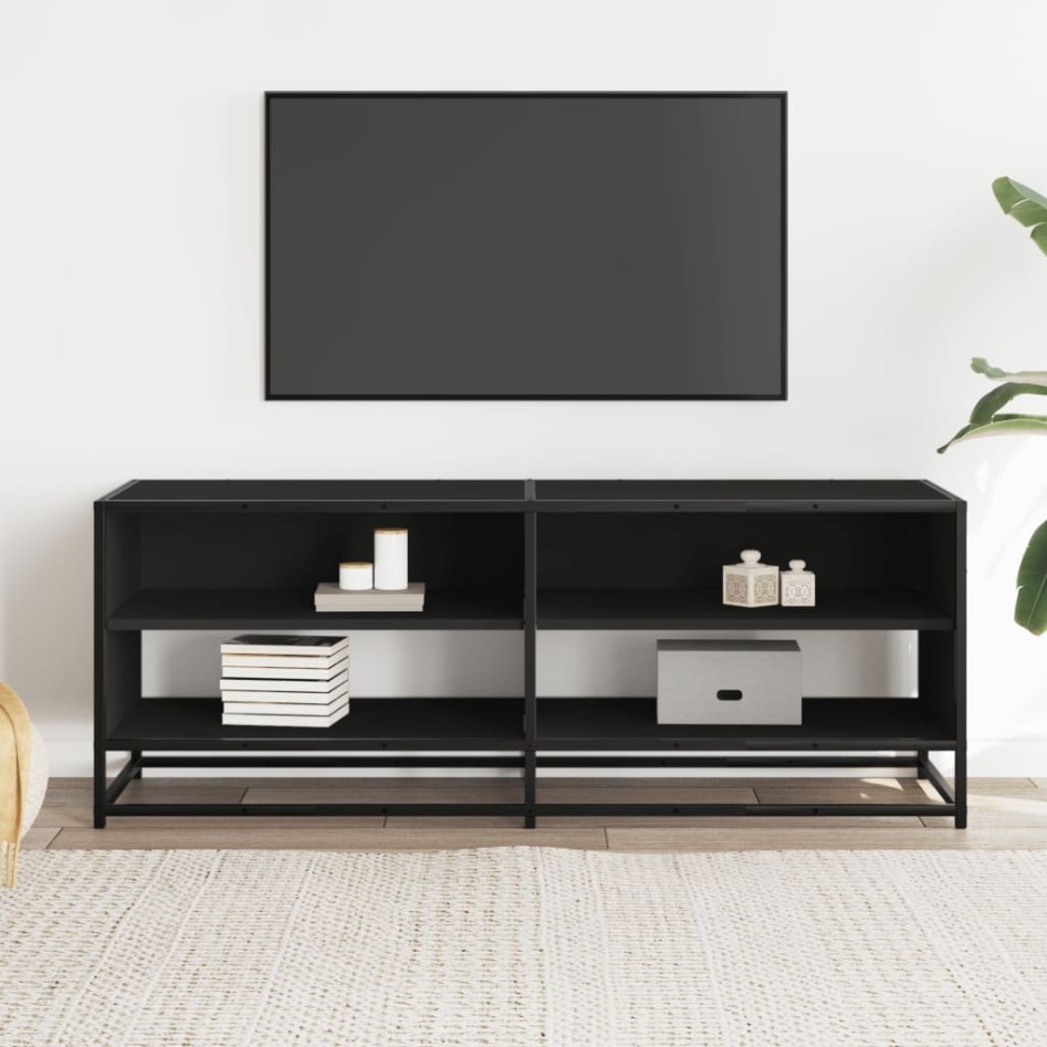 Mueble de TV madera de ingeniería y metal negro 120,5x40x46