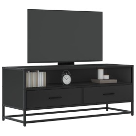 Mueble de TV madera de ingeniería y metal negro 100x34,5x40