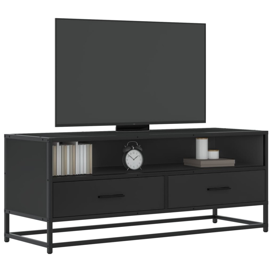 Mueble de TV madera de ingeniería y metal negro 100x34,5x40