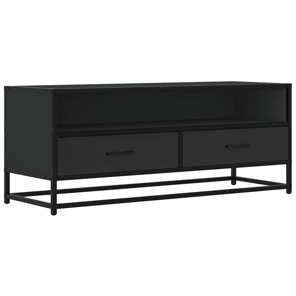 Mueble de TV madera de ingeniería y metal negro 100x34,5x40