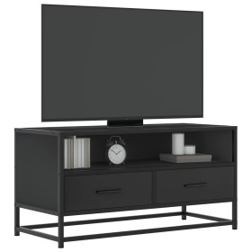 Mueble de TV madera de ingeniería y metal negro 80x34,5x40