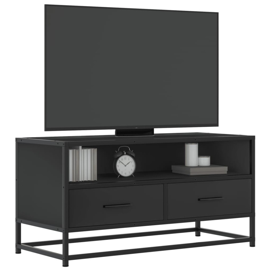 Mueble de TV madera de ingeniería y metal negro 80x34,5x40