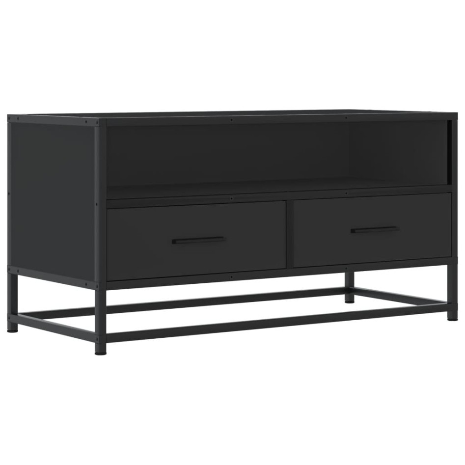 Mueble de TV madera de ingeniería y metal negro 80x34,5x40