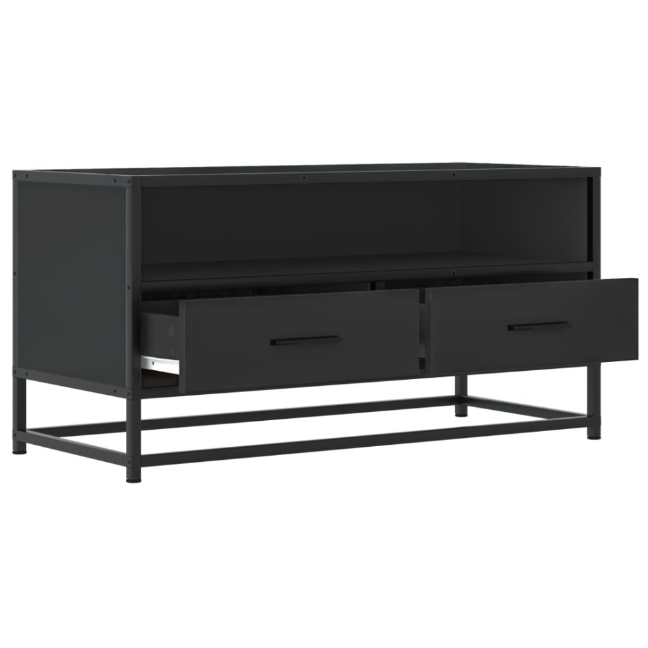 Mueble de TV madera de ingeniería y metal negro 80x34,5x40