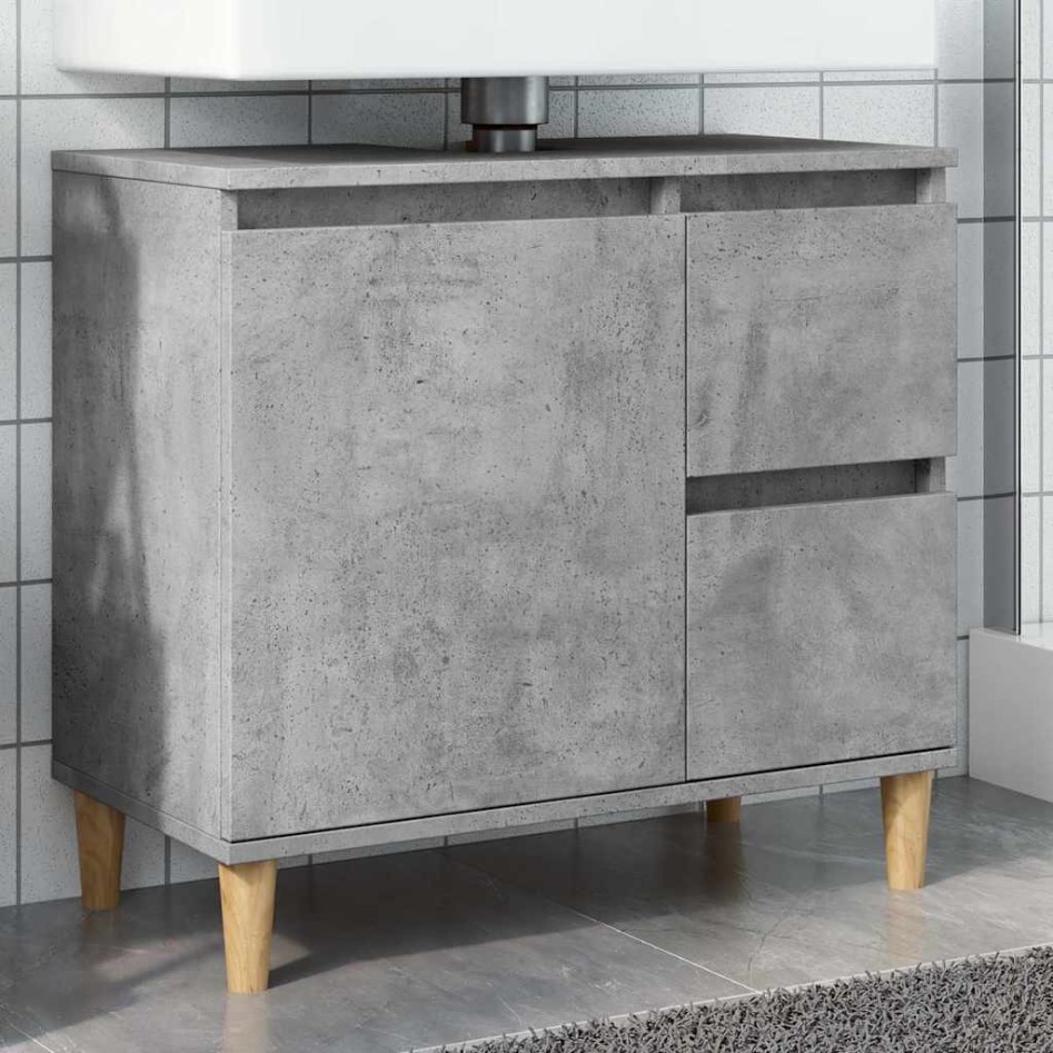 Mueble de lavabo madera ingeniería gris hormigón 65x33x60