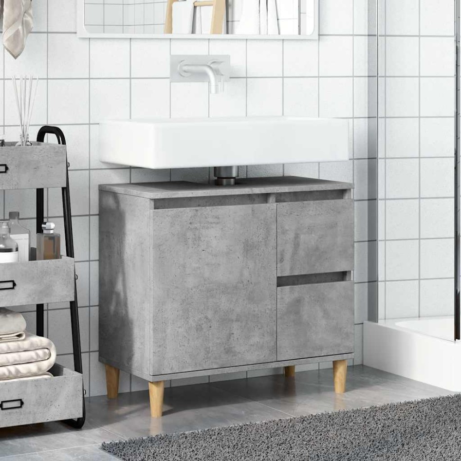 Mueble de lavabo madera ingeniería gris hormigón 65x33x60