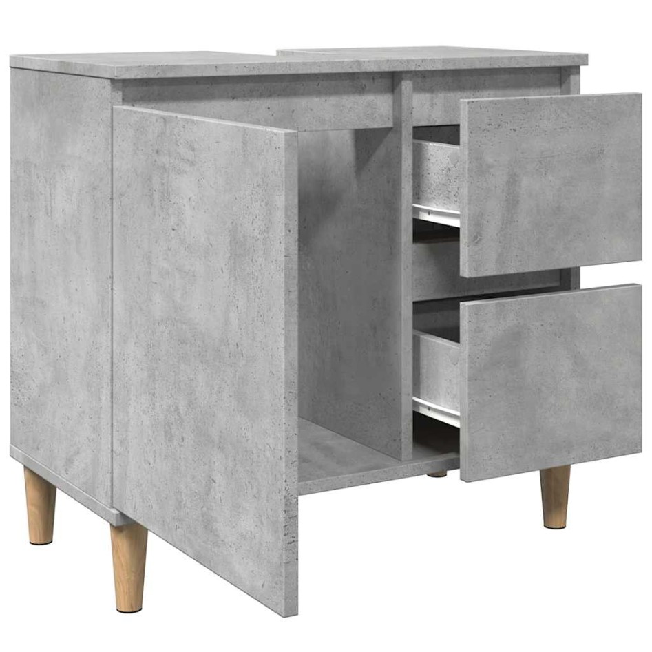 Mueble de lavabo madera ingeniería gris hormigón 65x33x60