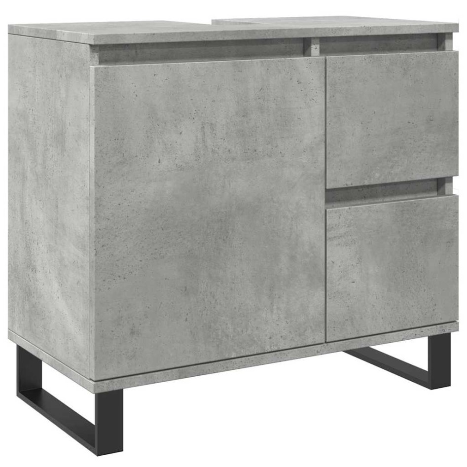 Mueble de lavabo madera ingeniería gris hormigón 65x33x60