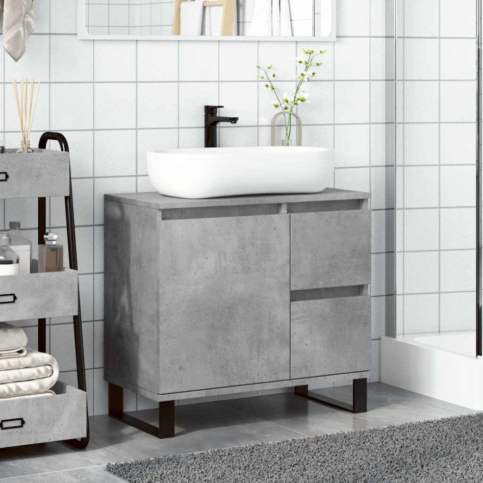 Mueble de lavabo madera ingeniería gris hormigón 65x33x60