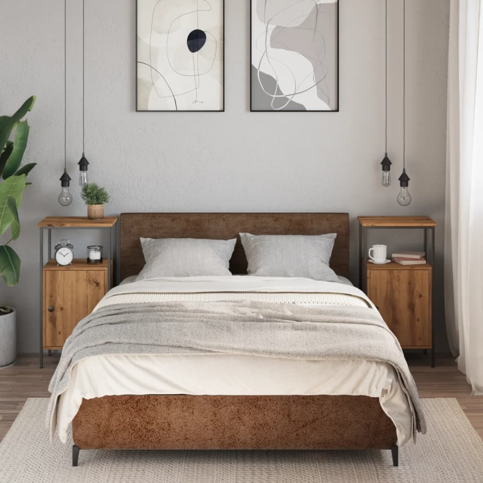 Mesitas noche 2 uds madera ingeniería roble artisan 41x31x80