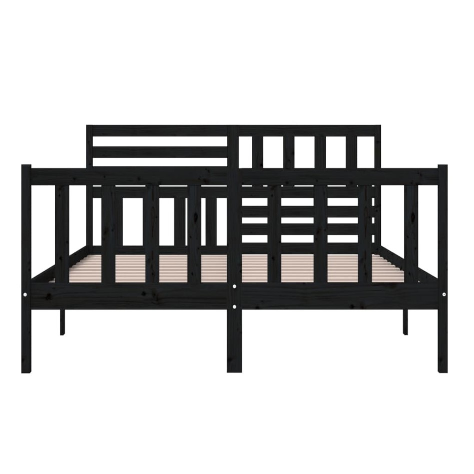 Estructura de cama de madera maciza negro 150x200