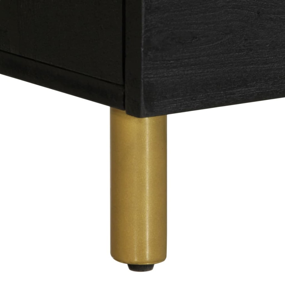 Mesita de noche de madera maciza de mango negra 40x33x46