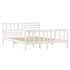 Estructura de cama doble de madera maciza blanco 135x190
