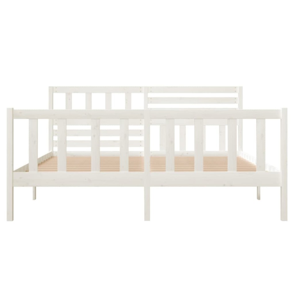 Estructura de cama doble de madera maciza blanco 135x190