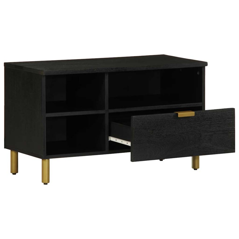 Mueble de TV madera de ingeniería negro 80x33x46
