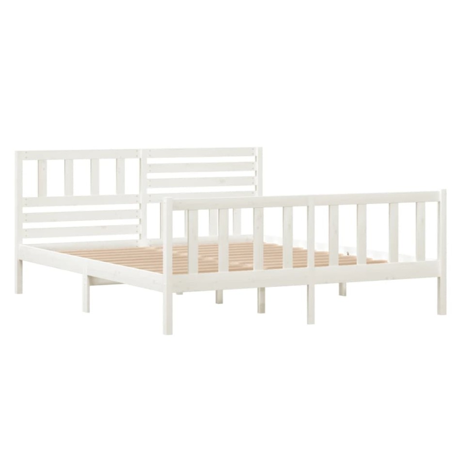 Estructura de cama de madera maciza blanca 140x190