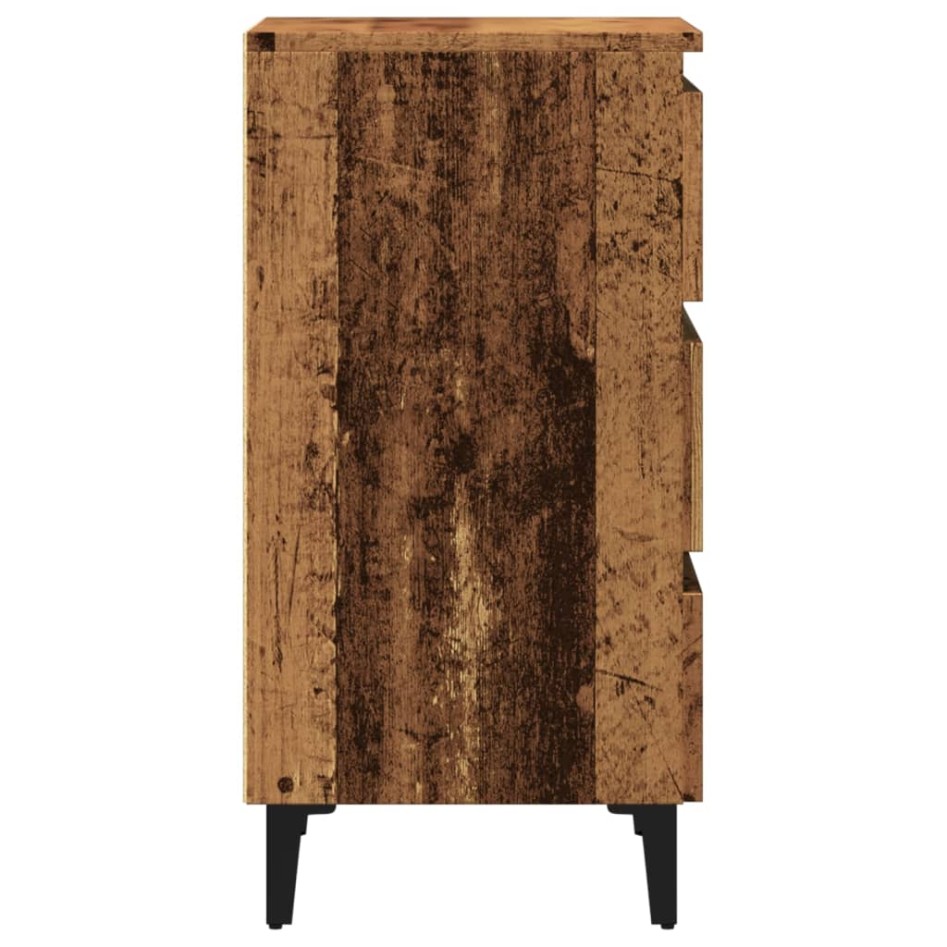 Mesita de noche con patas de metal madera envejecida