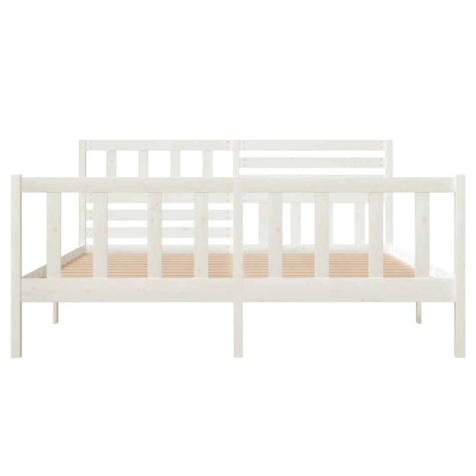 Estructura de cama de madera maciza blanca 140x190
