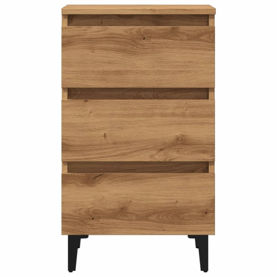 Mesita de noche con patas de metal roble artisian 40x35x69