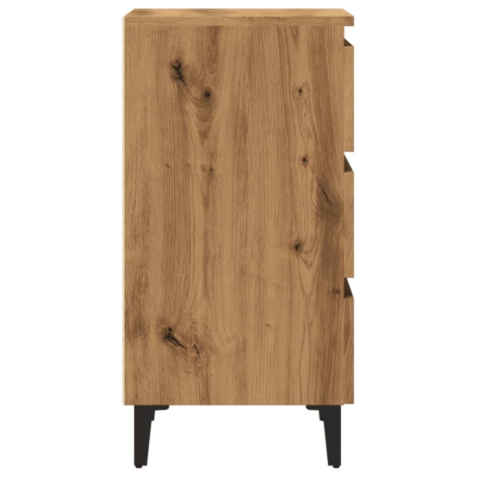 Mesita de noche con patas de metal roble artisian 40x35x69