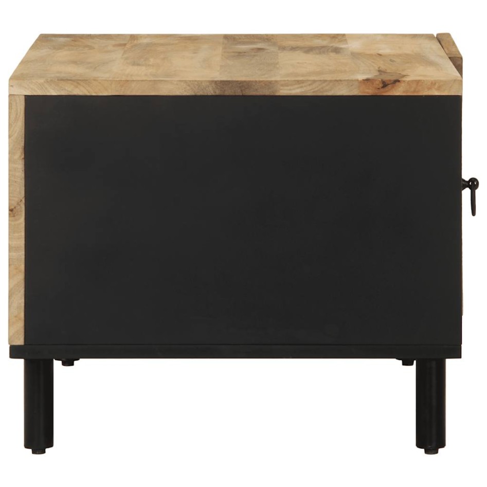 Mesa de centro madera maciza de mango rugosa negro 80x50x40