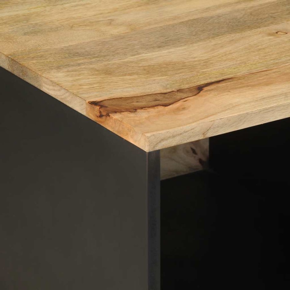 Mesa de centro madera maciza de mango rugosa negro 80x50x40