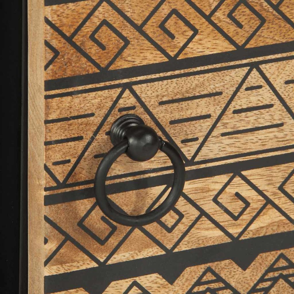 Mesa de centro madera maciza de mango rugosa negro 80x50x40