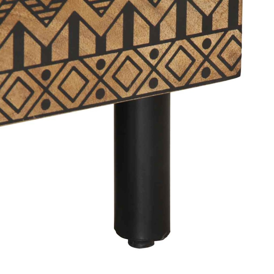 Mesa de centro madera maciza de mango rugosa negro 80x50x40