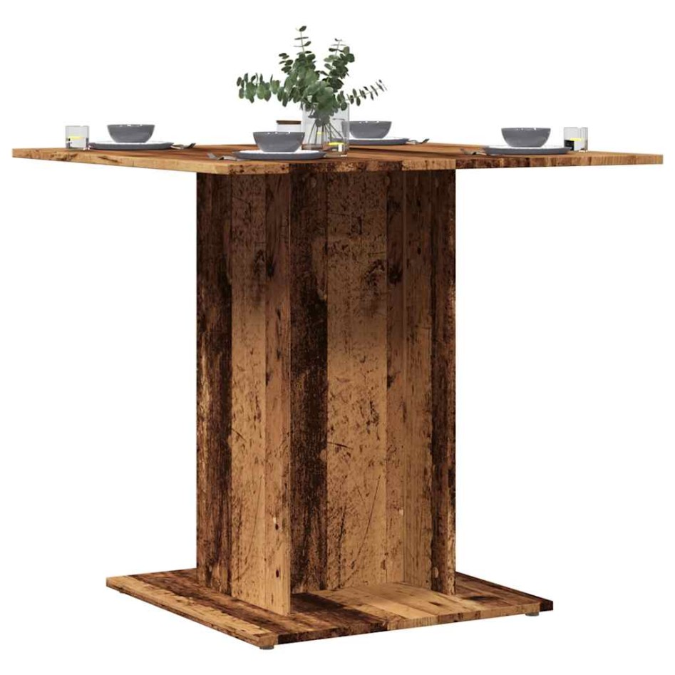 Mesa de comedor madera de ingeniería envejecida 80x80x75