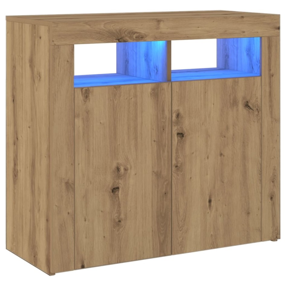 Aparador luces LED madera ingeniería roble artisan 80x35x75
