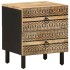 Mesita de noche madera maciza mango rugosa negro 40x33,5x46