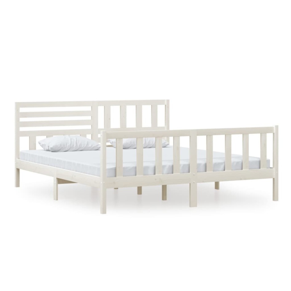 Estructura cama de madera maciza blanca super king 180x200