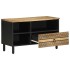 Mueble de TV madera maciza de mango rugosa negro 80x33,5x46