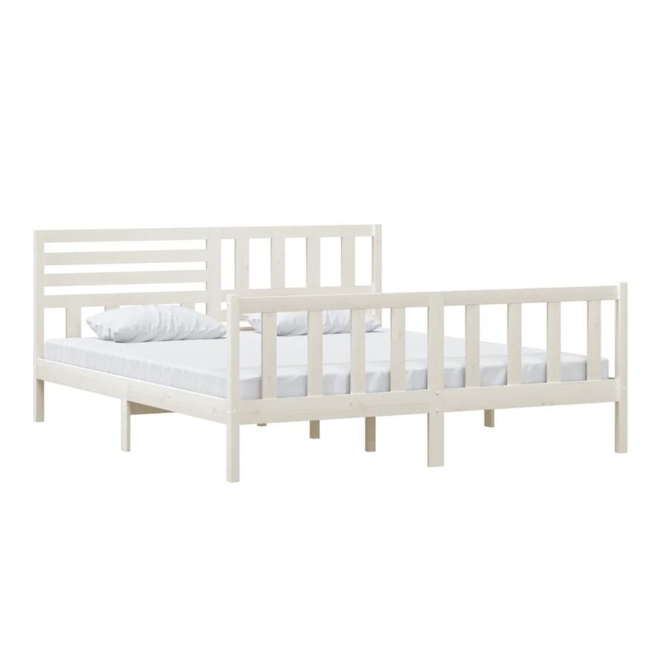 Estructura cama de madera maciza blanca super king 180x200