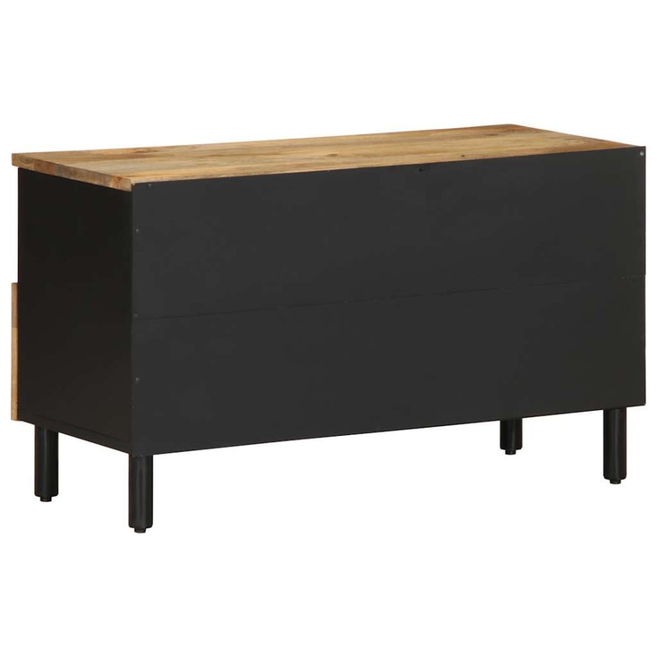Mueble de TV madera maciza de mango rugosa negro 80x33,5x46