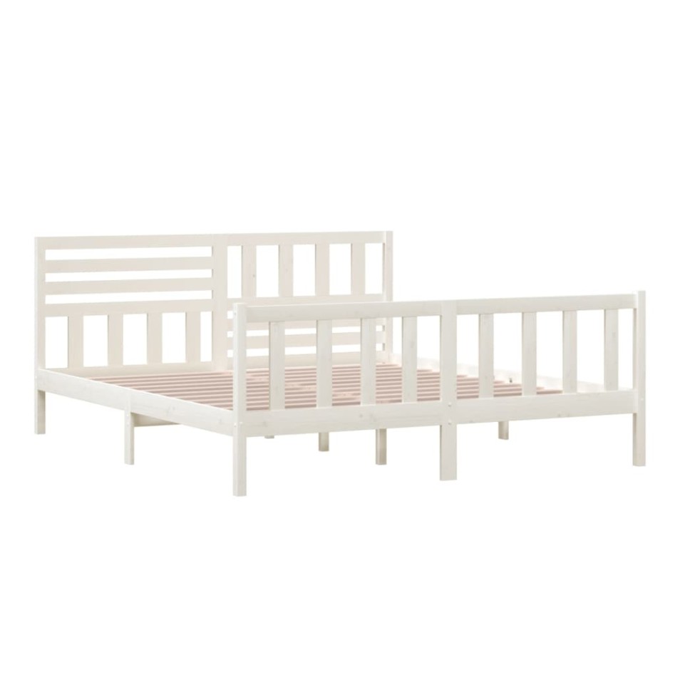 Estructura cama de madera maciza blanca super king 180x200