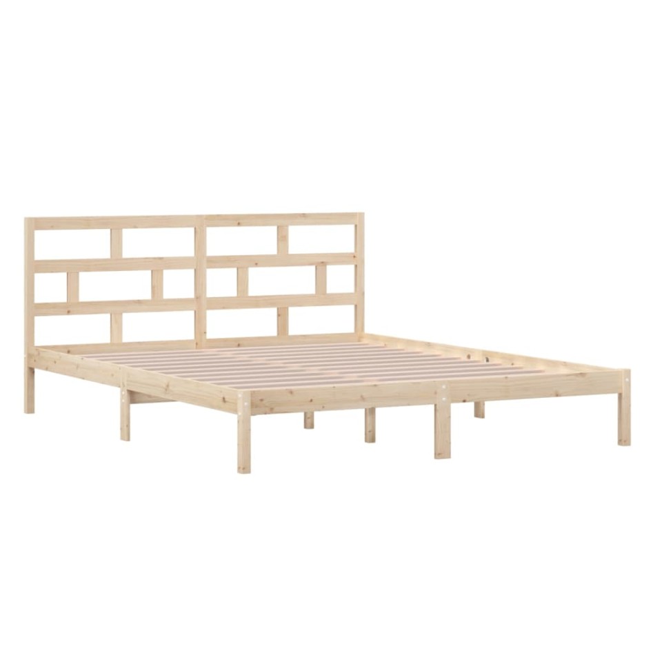Estructura de cama doble pequeña de madera maciza 120x190