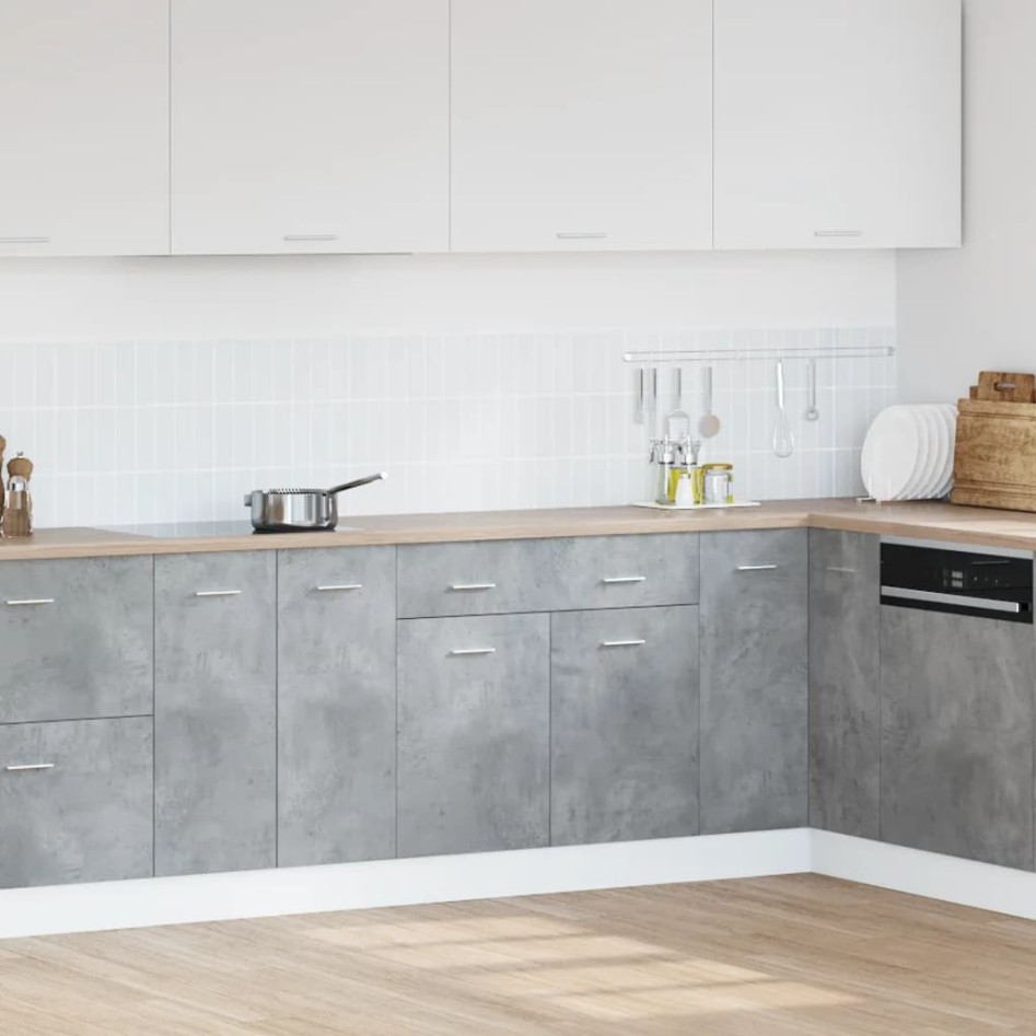 Armario inferior cajón contrachapada gris hormigón