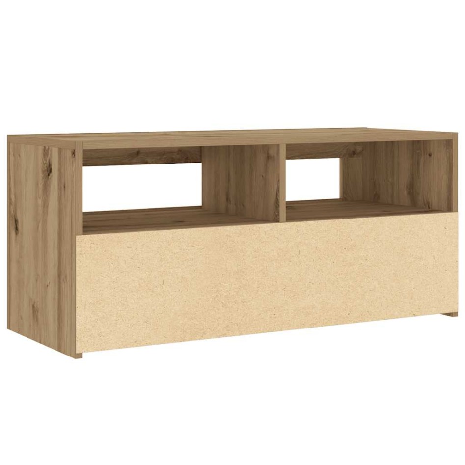 Mueble de TV luces LED madera roble artisan 90x35x40