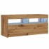 Mueble de TV luces LED madera roble artisan 90x35x40
