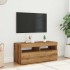Mueble de TV luces LED madera roble artisan 90x35x40
